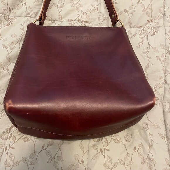 Portland Leather Triangle Shoulder Bag in Cognac Color - Picture 5 of 7